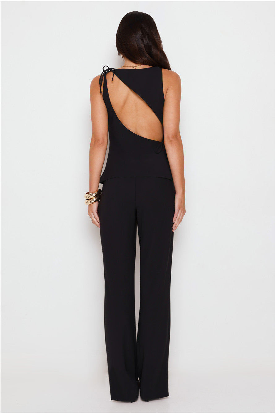 Refined Edge High Rise Straight Leg Tailored Pants Black