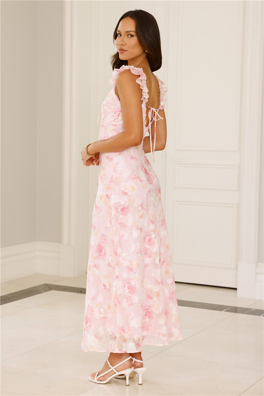 Rose Whisper Midi Dress Pink