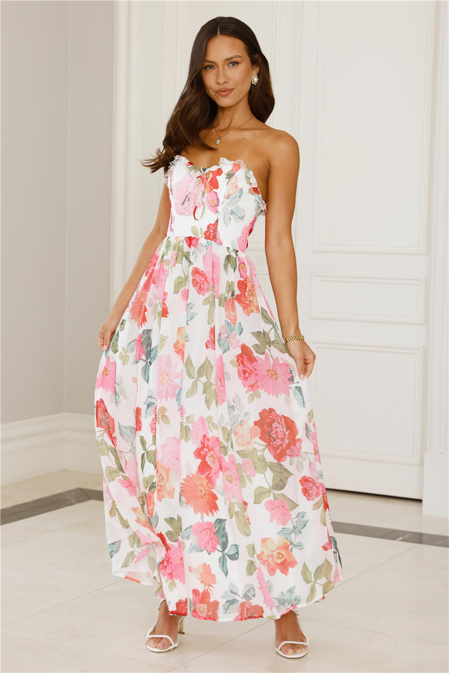 Roses All Day Strapless Maxi Dress Floral