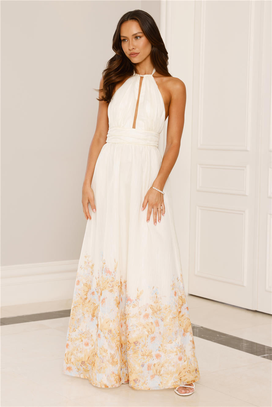 The Meadow’s Secret Halter Maxi Dress Yellow