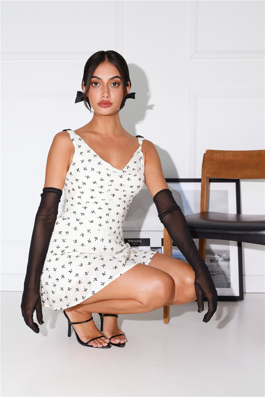 The Bow Mini Dress Cream