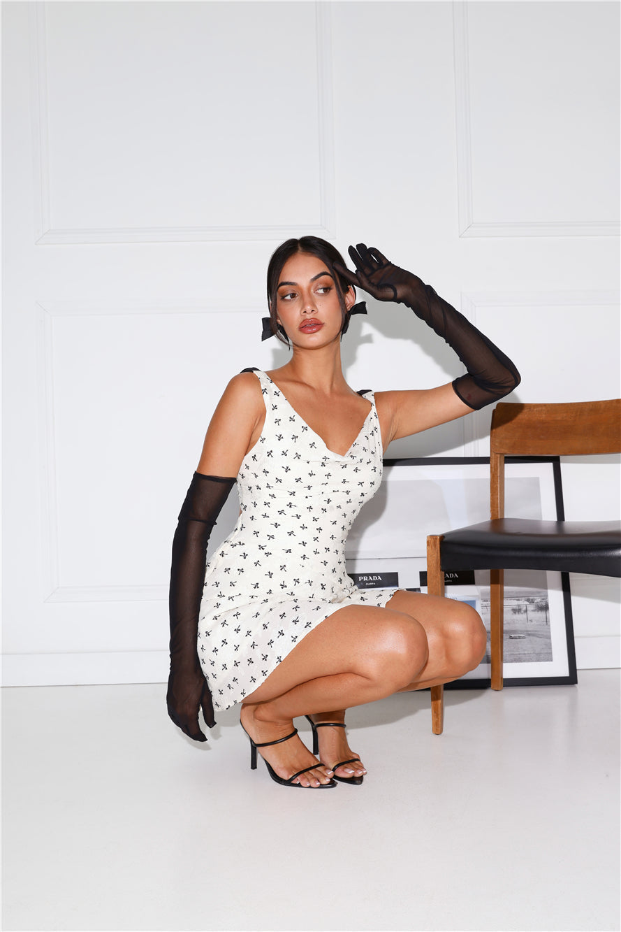 The Bow Mini Dress Cream