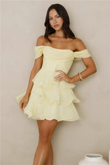 Pretty In The Sun Off Shoulder Mini Dress Yellow
