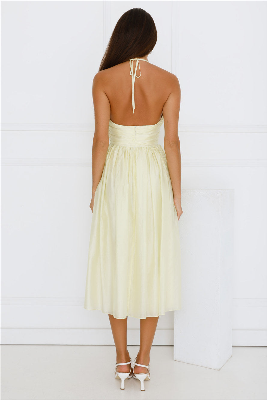 Seabreeze Dreamer Halter Midi Dress Yellow