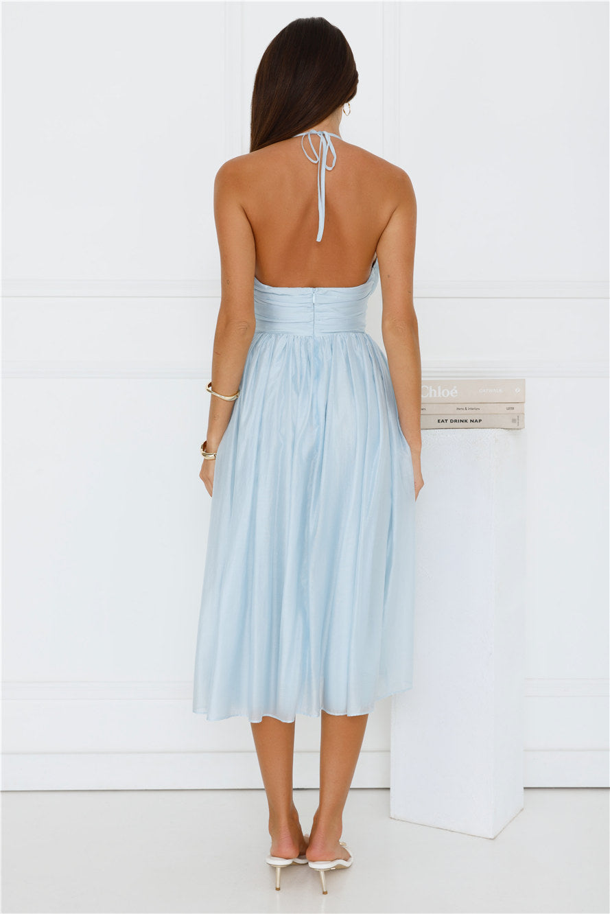 Seabreeze Dreamer Halter Midi Dress Blue