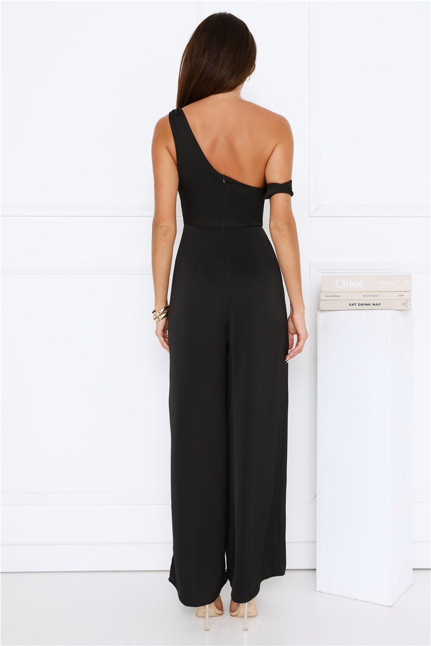 Secret Society Off Shoulder Jumpsuit Black
