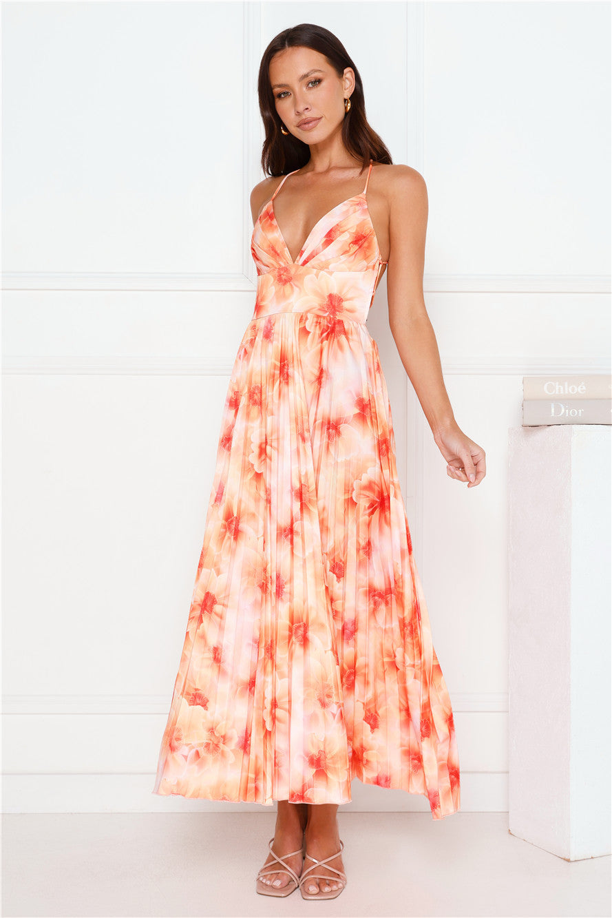 She's Exclusive Satin Maxi Dress Lime Orange