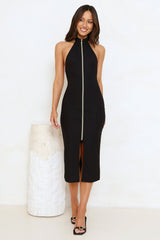 Sweet Temptations Halter Midi Dress Black