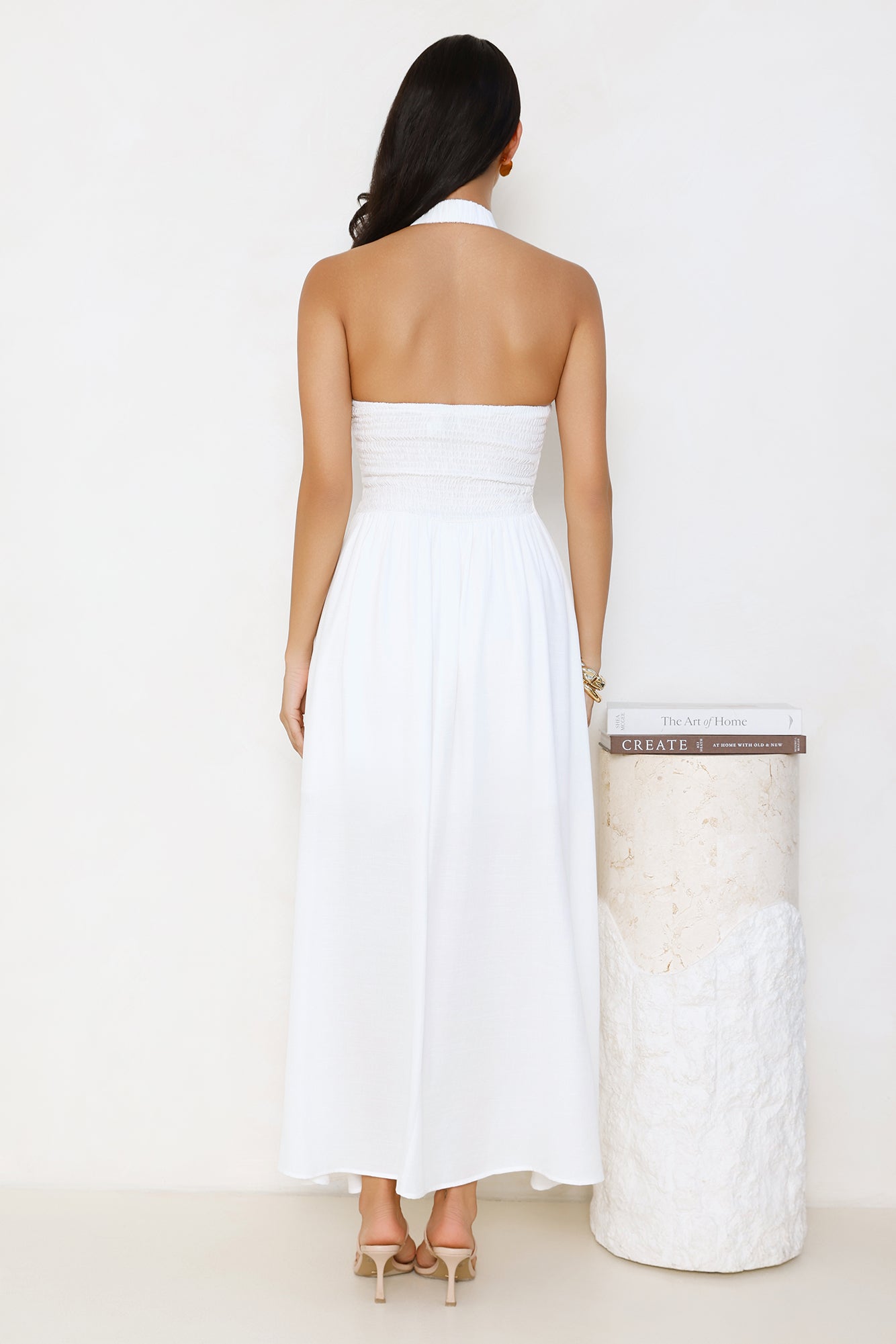 Ocean Kiss Halter Maxi Dress White