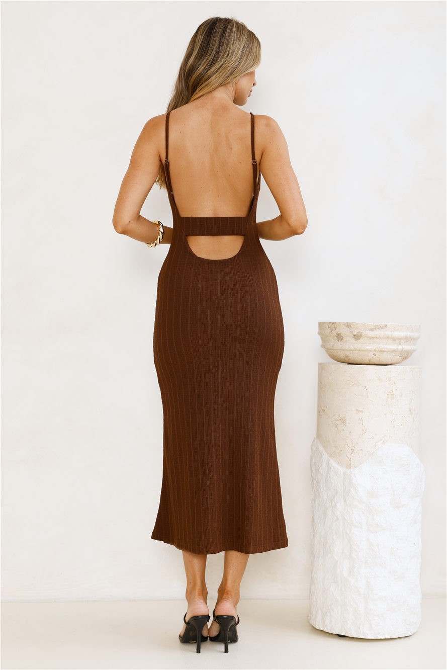Subtle Sculpt Ribbed Midi Dress Chocolate