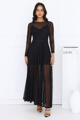 Starlit Lanes Mesh Maxi Dress Black