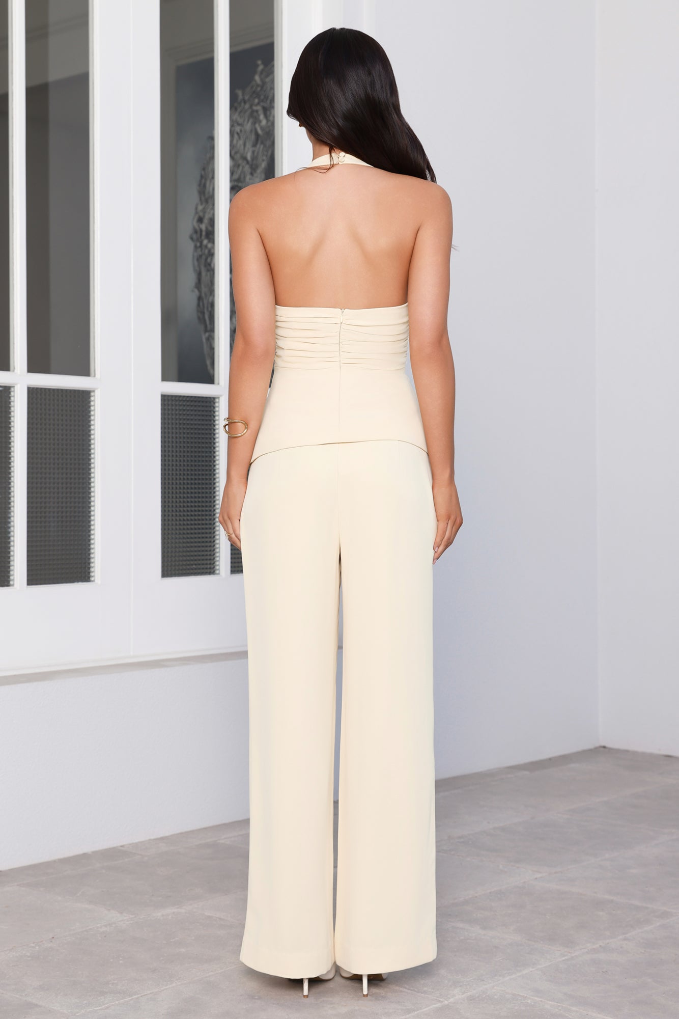 Press Play Tailored Halter Top Lemon