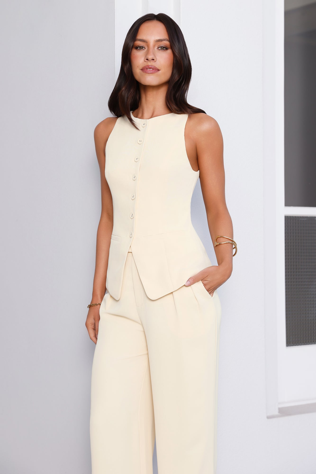 Structure Tailored Vest Top Lemon