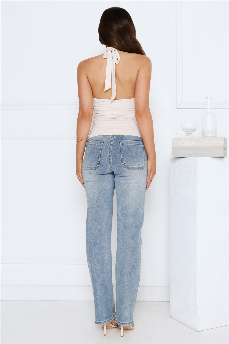 Night Out Necessities Halter Top Beige