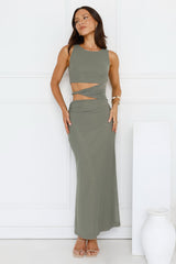 Mine To Show Mesh Maxi Dress Khaki