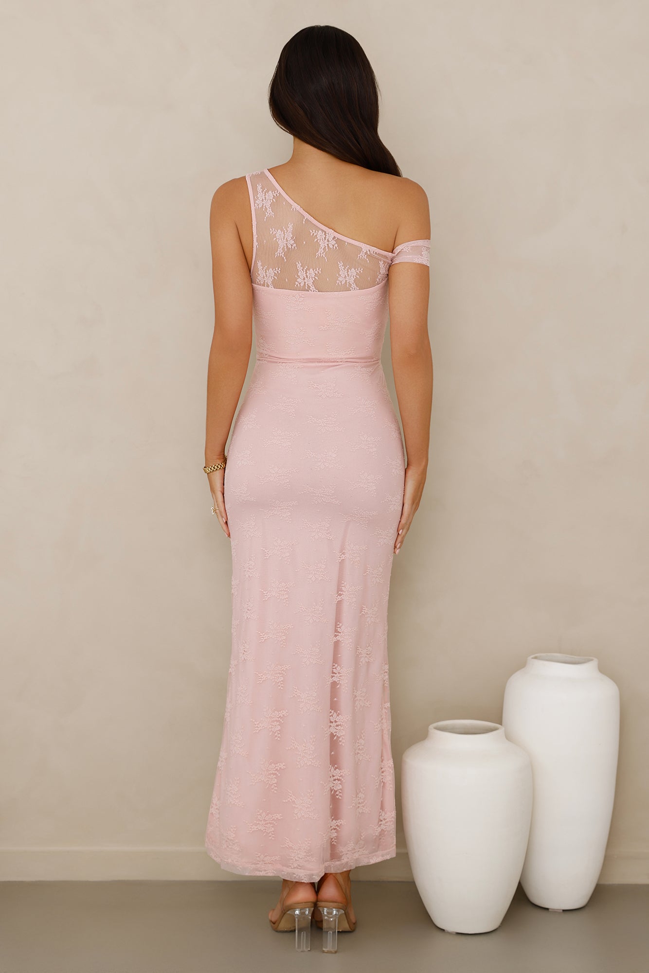 Wild Berry Whimsy Lace Off Shoulder Maxi Dress Pink