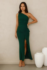Neon Nectar One Shoulder Mesh Maxi Dress Green