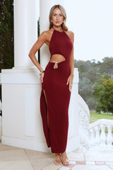 South Of France Halter Maxi Dress Wine