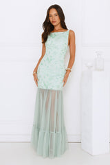 Pretty Girl Phase Mesh Maxi Dress Sage