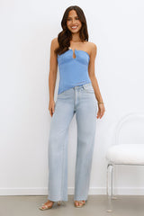 Pretty Girl Energy Strapless Top Blue