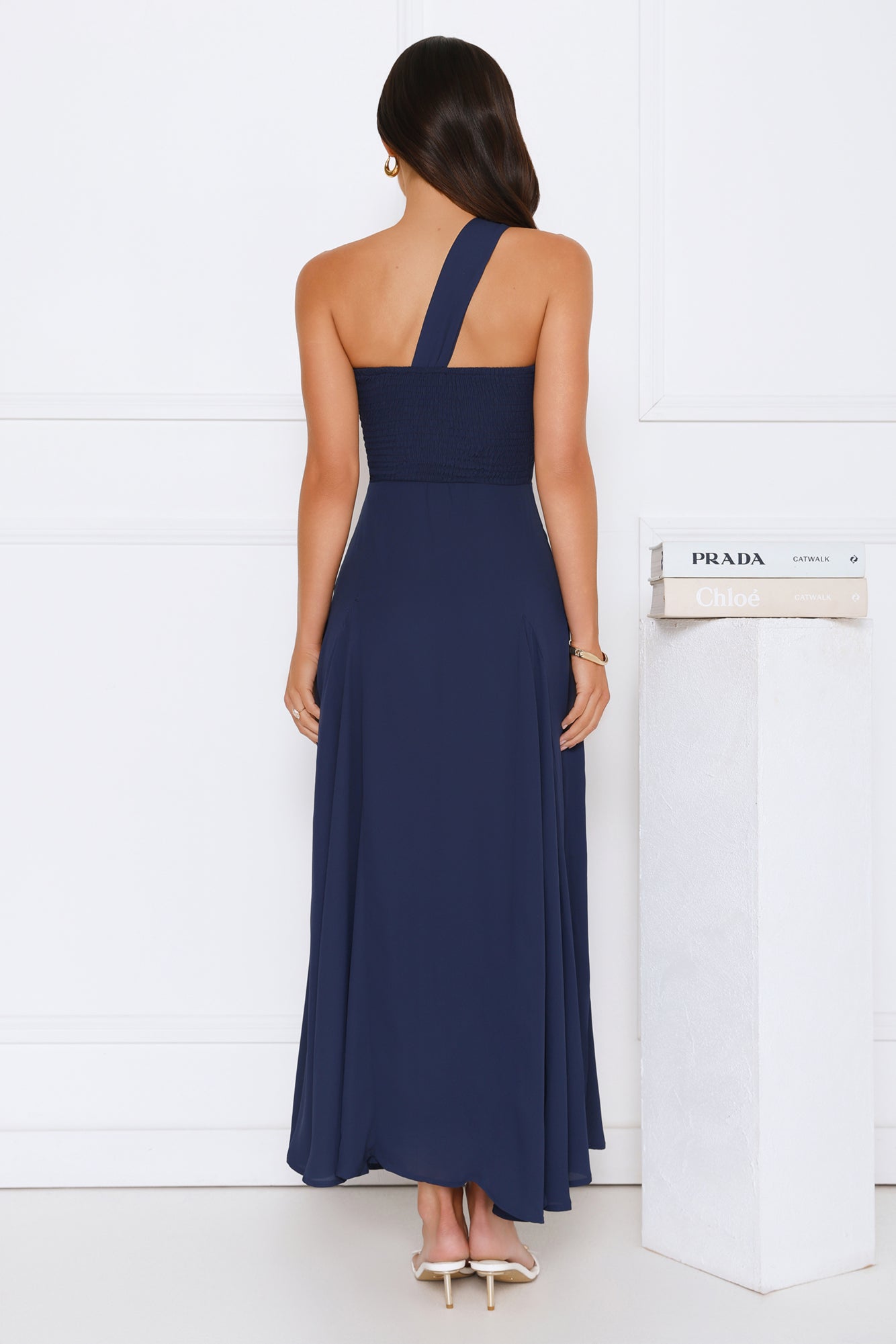 Styled Like A Star One Shoulder Maxi Dress Navy