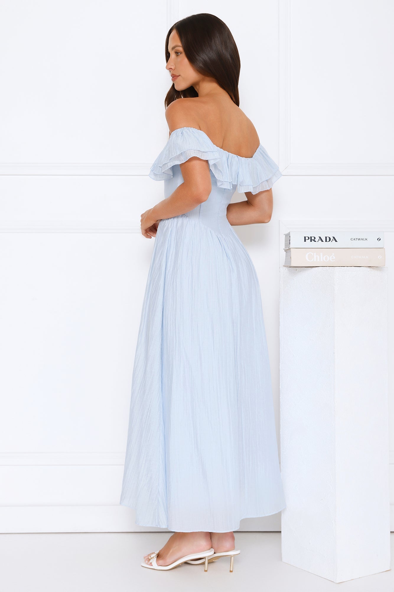 Twilight Sonata Off Shoulder Maxi Dress Blue