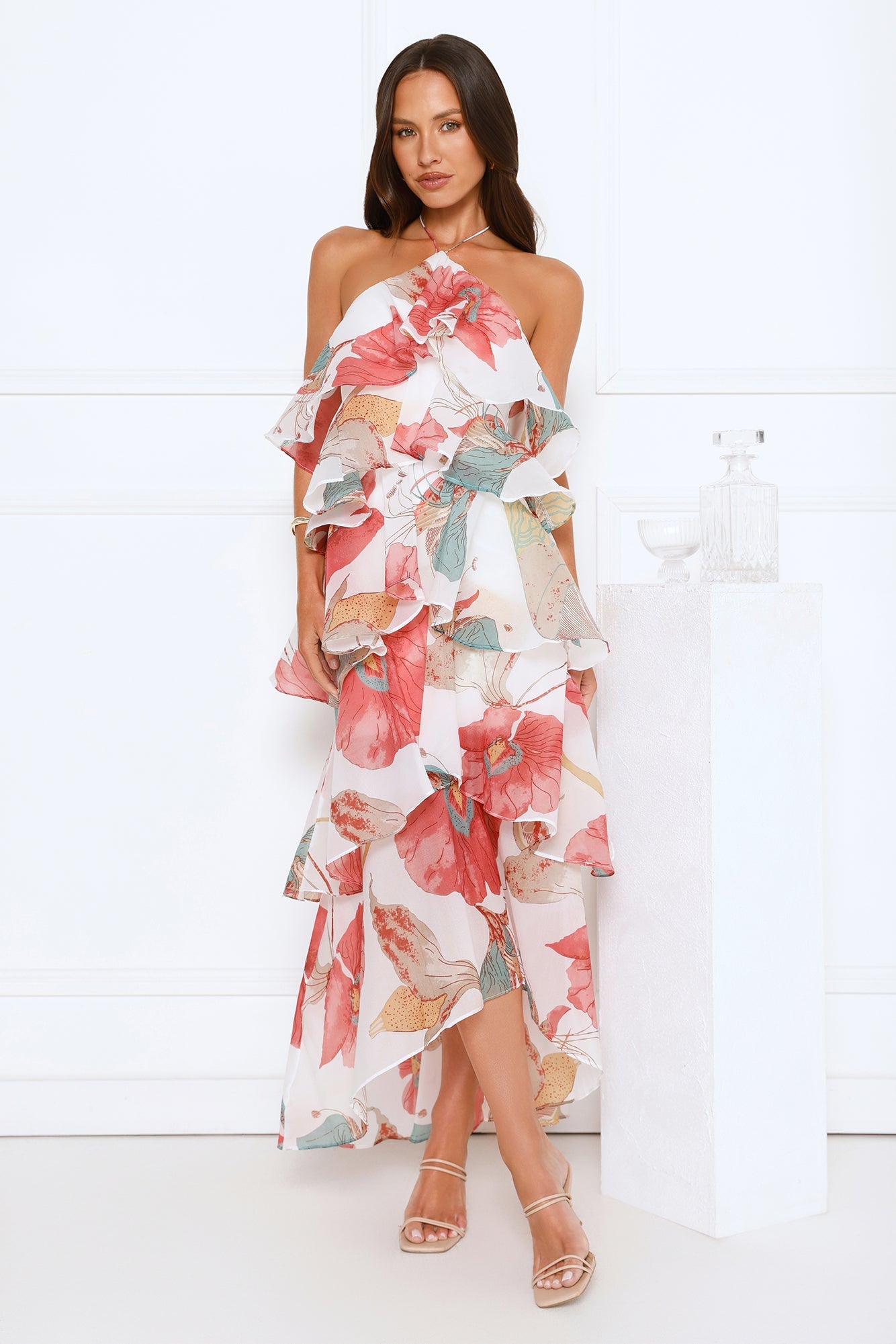 Spice Sands Halter Maxi Dress White