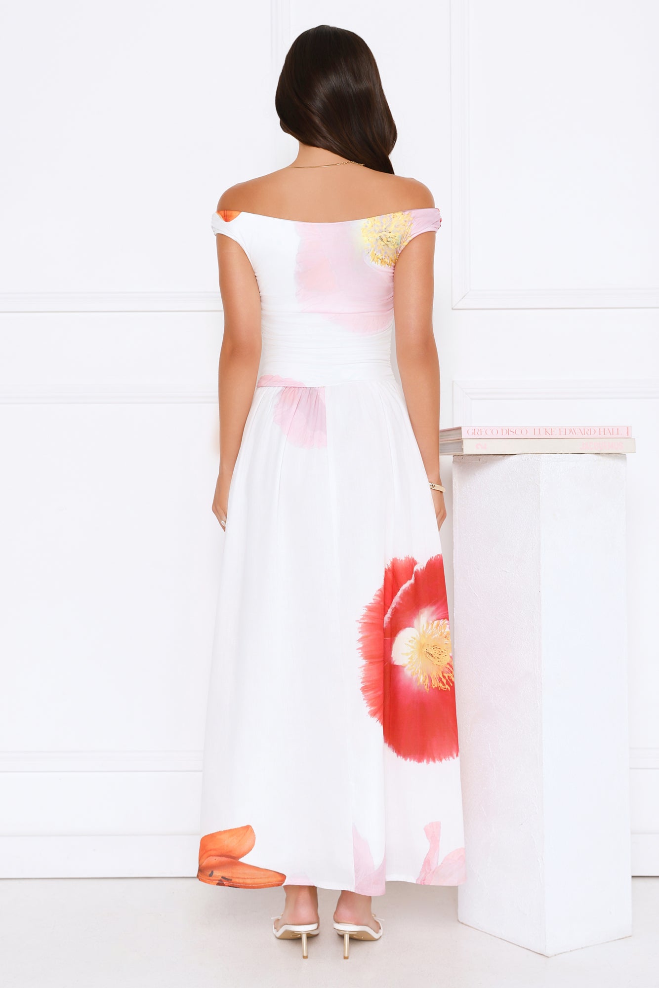 Petal To The Party Off Shoulder Maxi Dress White