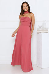 Sugar Babe Strapless Pleated Maxi Dress Rose