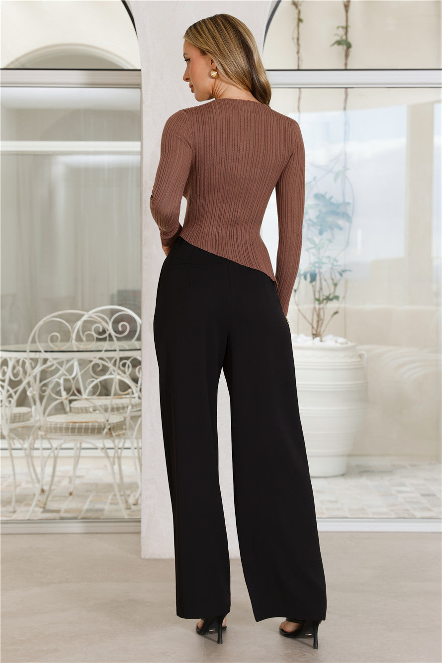 Off To Work Long Sleeve Top Brown
