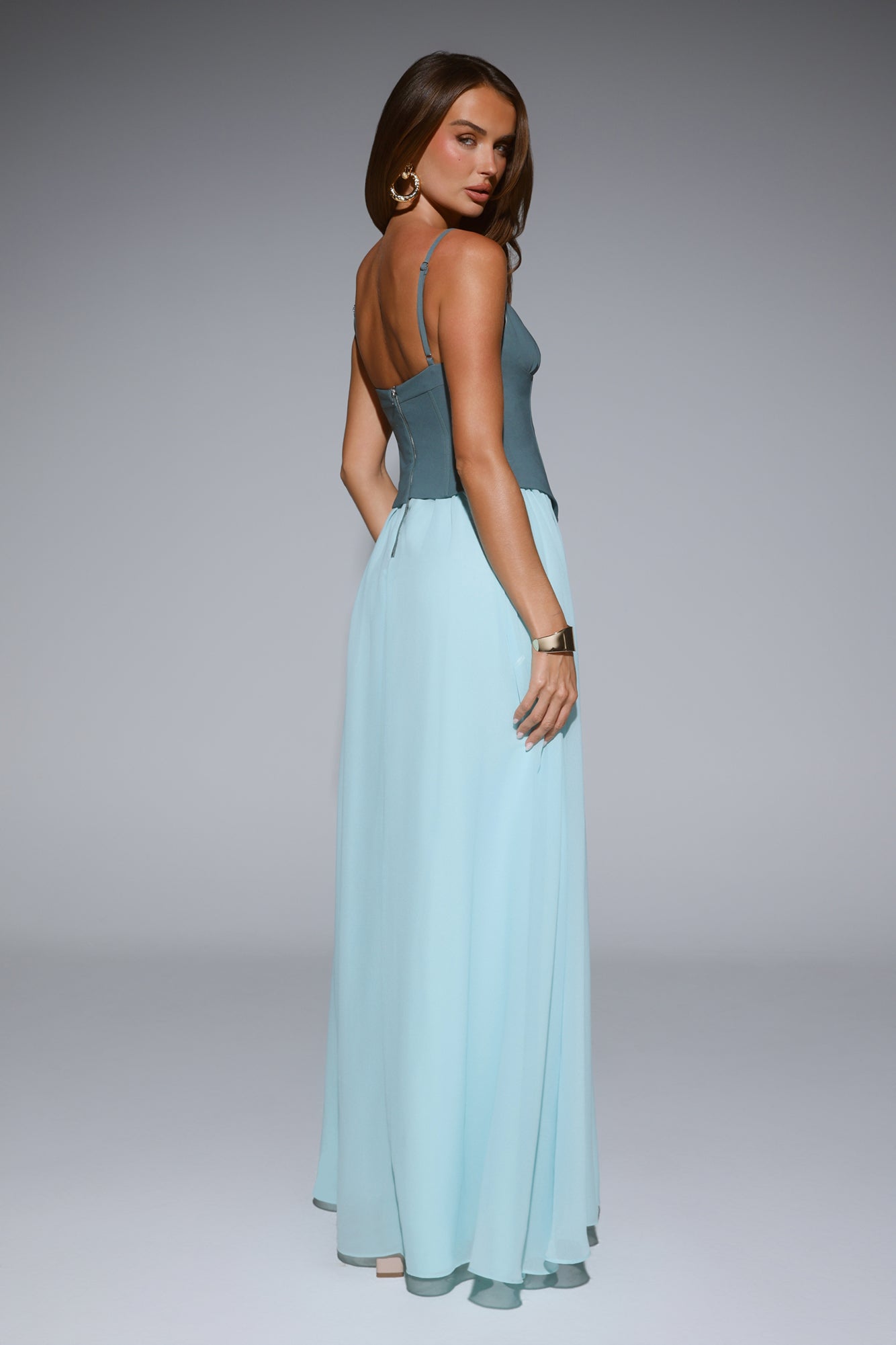 Sleek Society Maxi Dress Teal