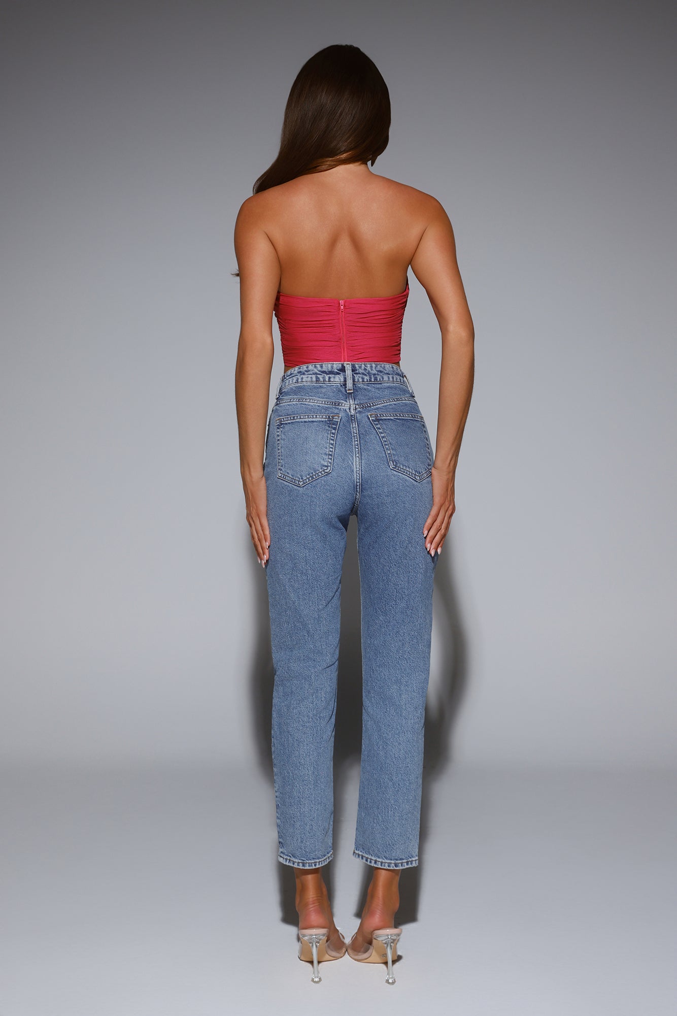 The New It Girl Strapless Crop Top Pink