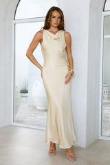 Silken Breeze Satin Maxi Dress Yellow