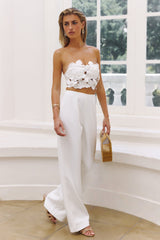 On Flower Road Bandeau Crop Top White