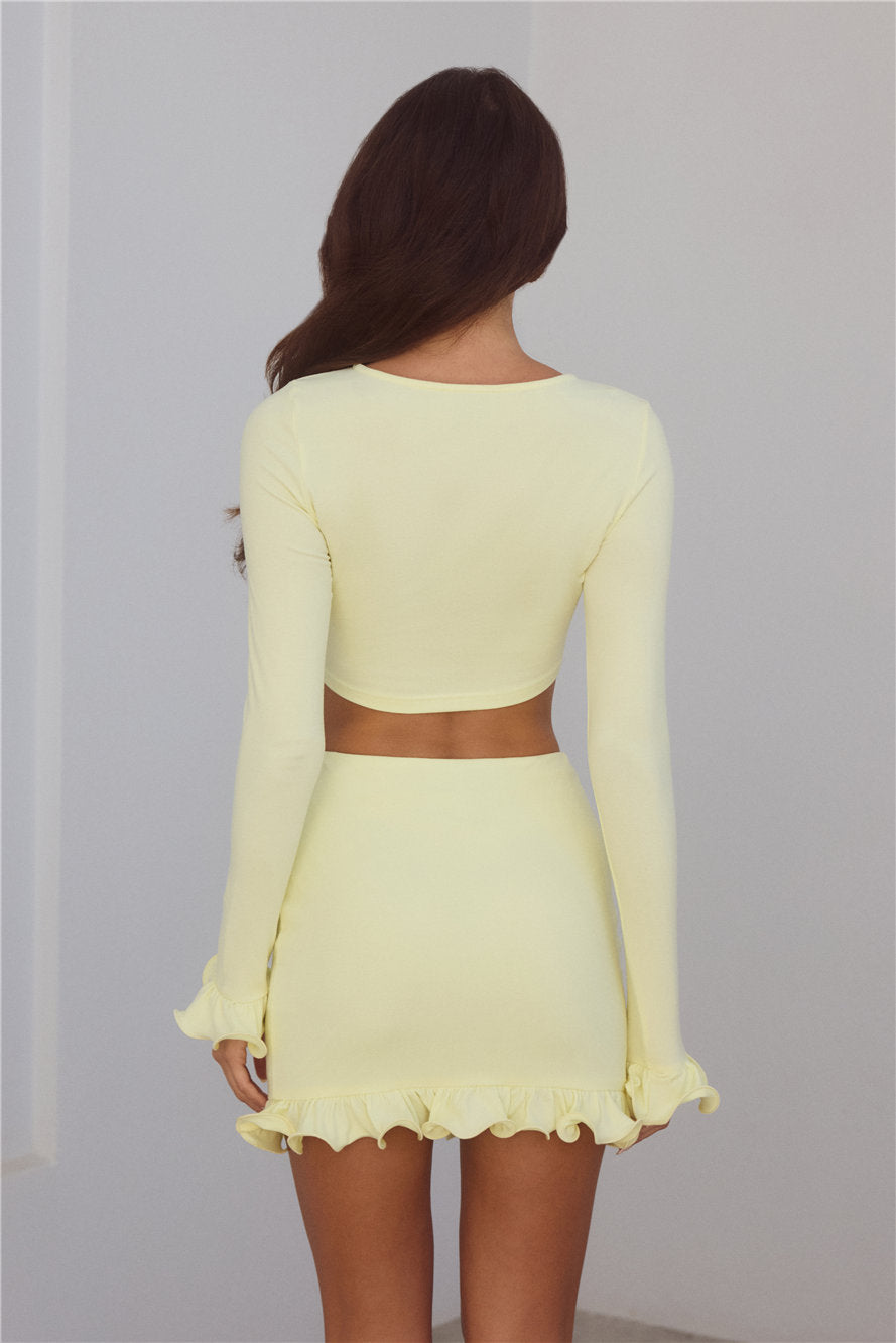 Summer Lush Long Sleeve Crop Top Yellow