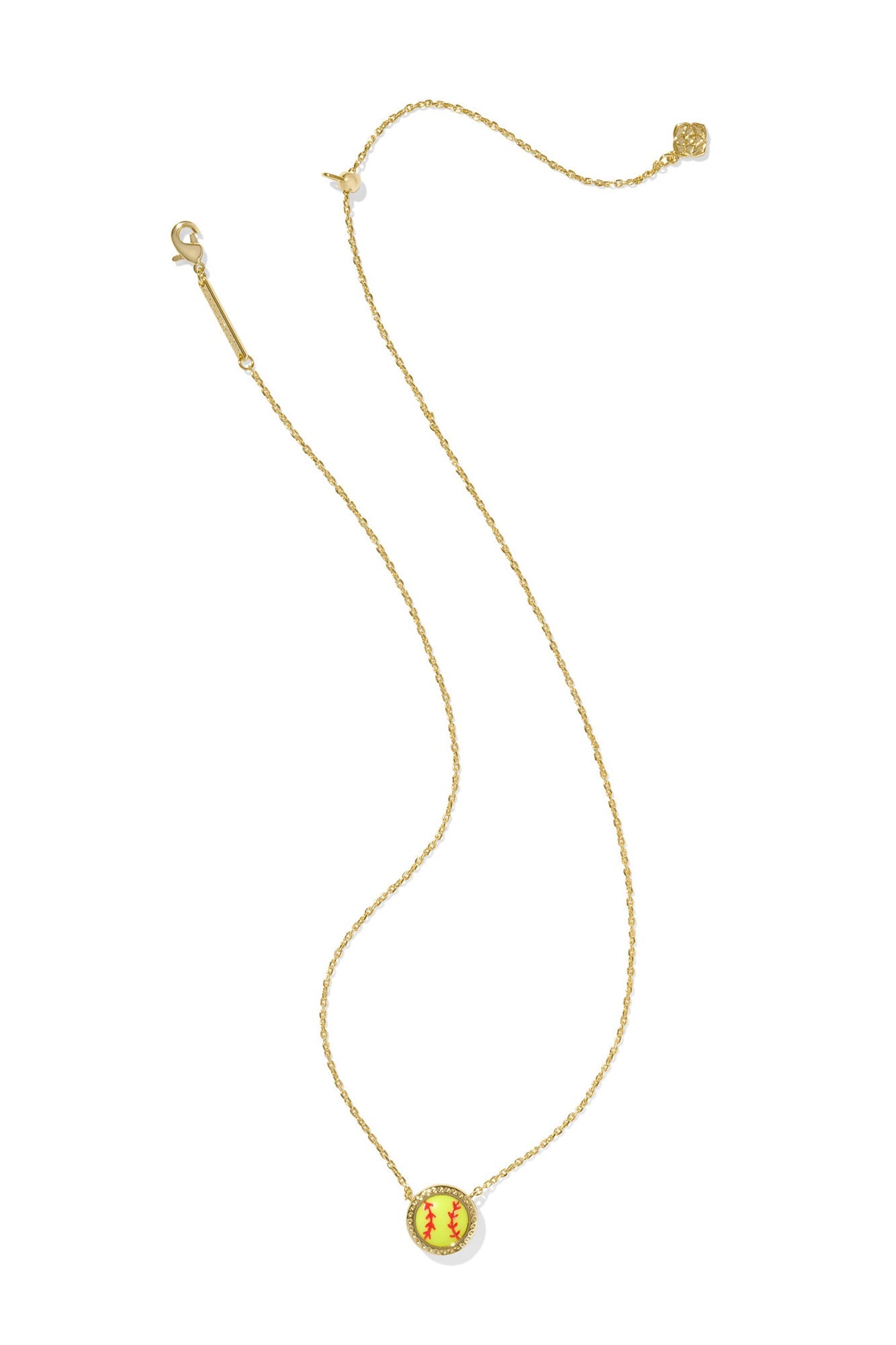 Softball Short Pendant Necklace Gold